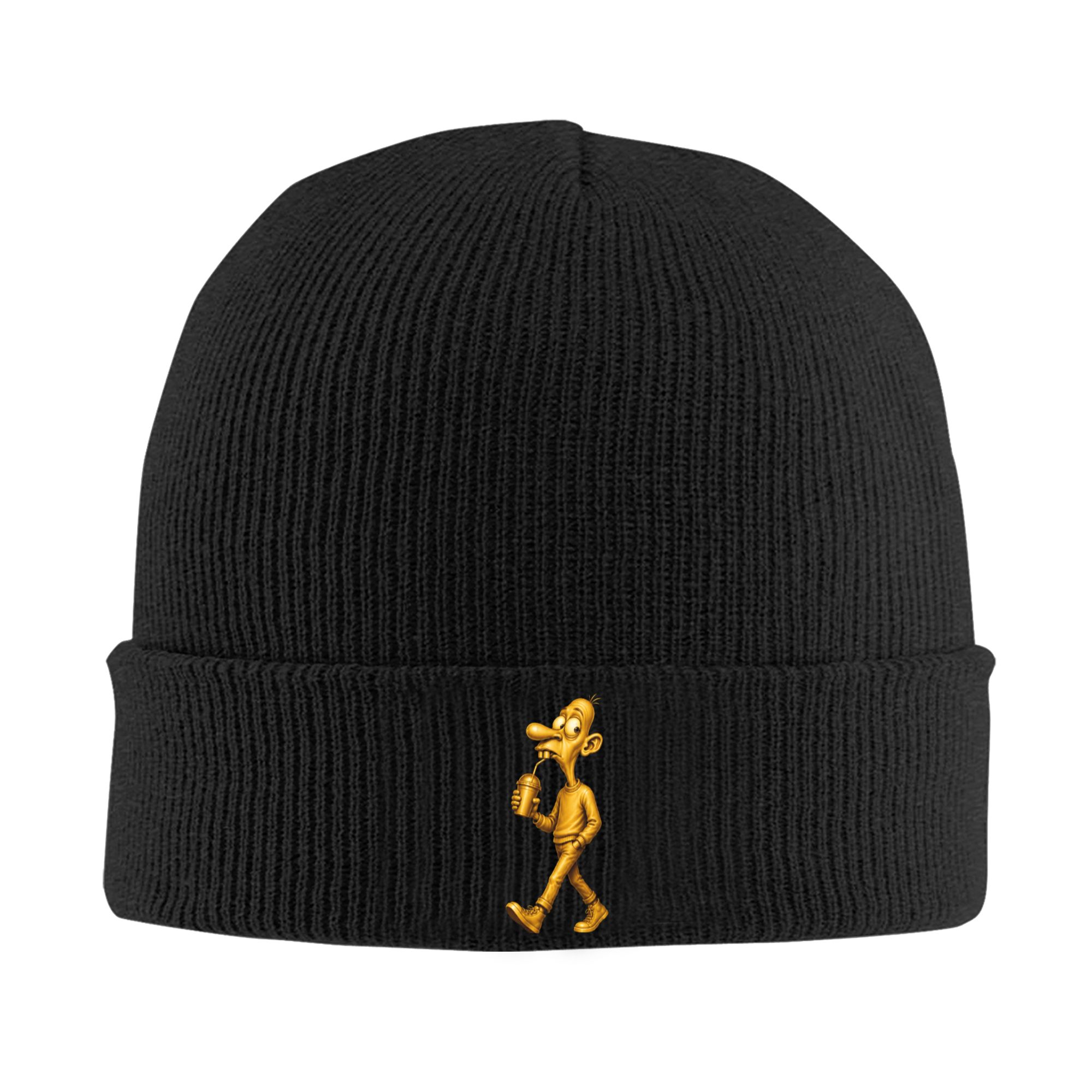 Beanie Cuffed Knit - Topi Beanie Rajut Berumbai Golden Neegy