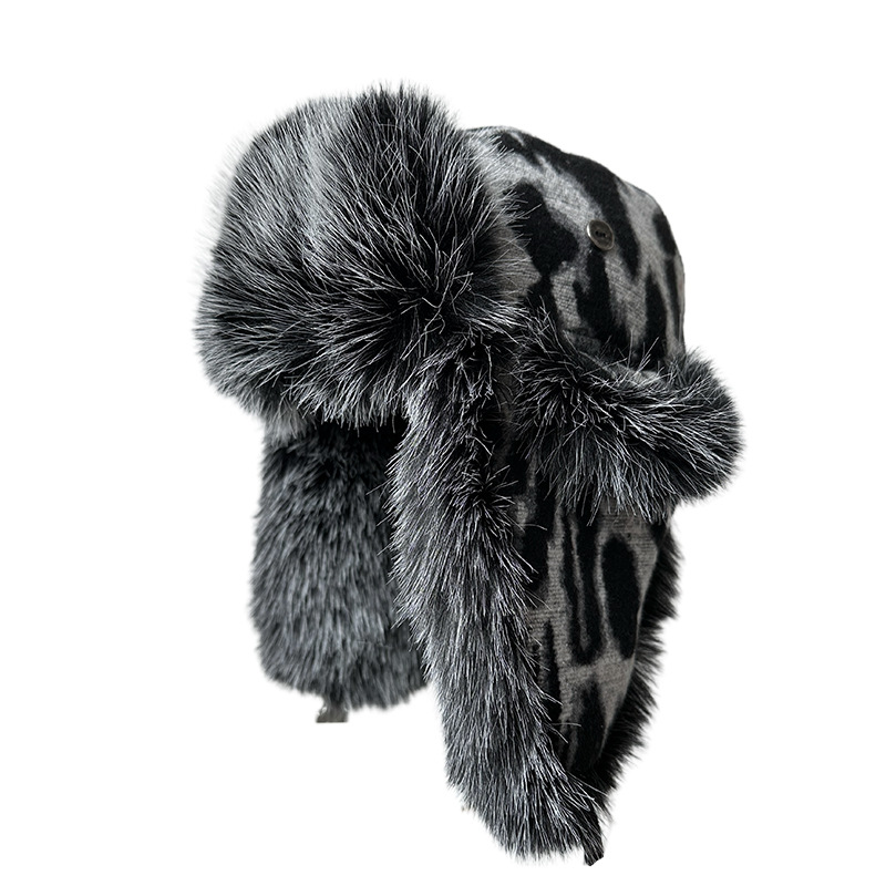 Trapper Hat Ear Flap - Topi Trapper Bulu Motif Leopard untuk