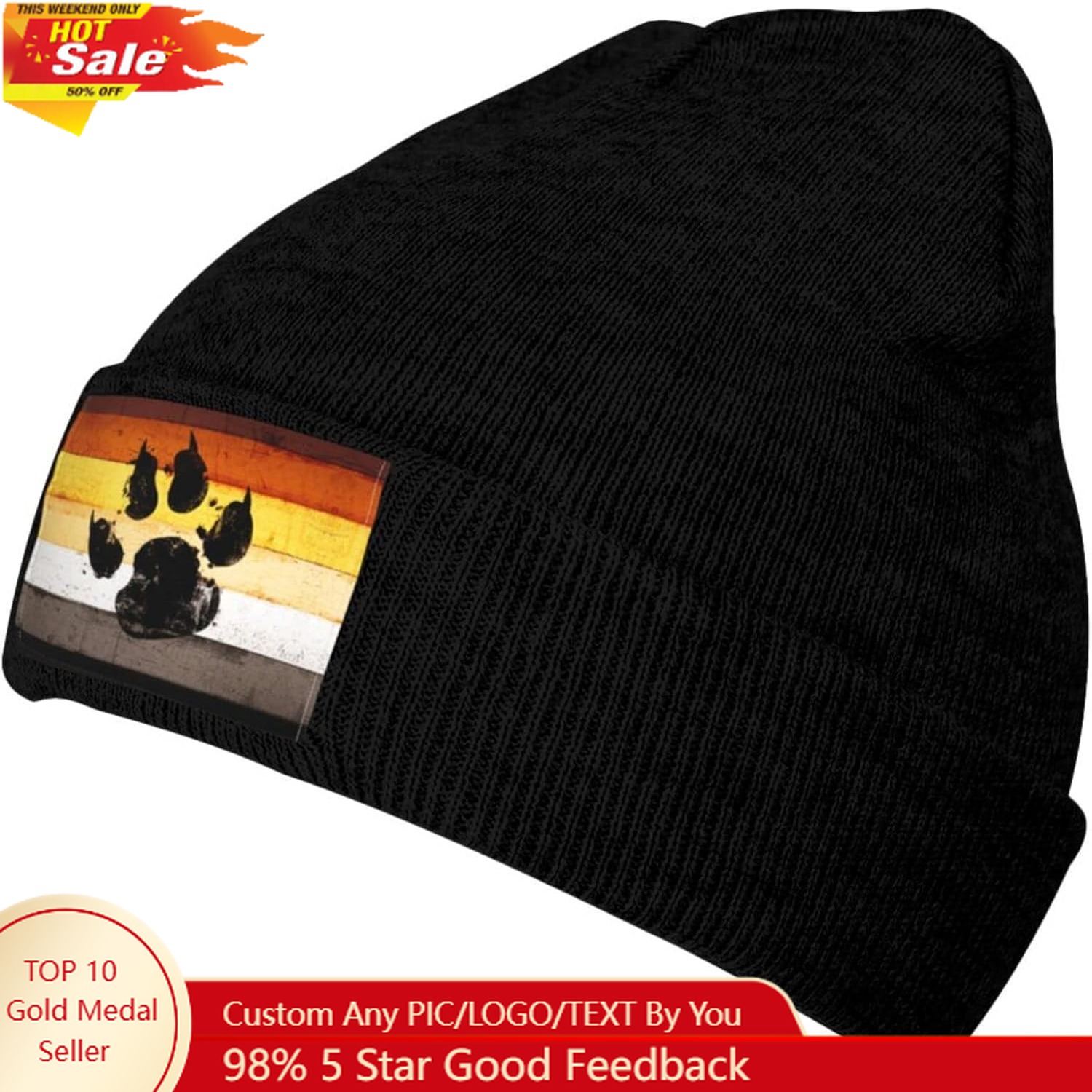 Topi Rajut Motif Gay Flag Bear - Beanie Cuffed Knit ulasan dan harga