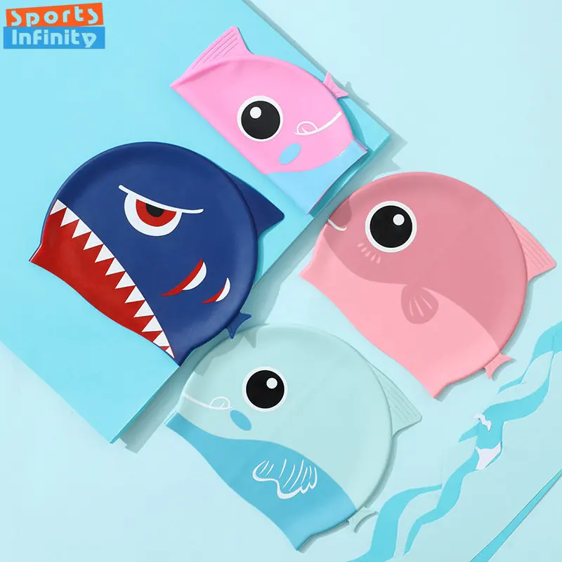 Topi renang silikon hiu ikan l - Swim Hat Silicone ulasan dan harga