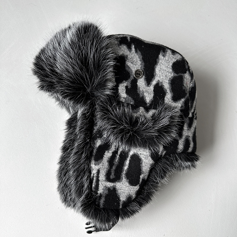 Topi Trapper Bulu Motif Leopar - Trapper Hat Ear Flap ulasan dan harga